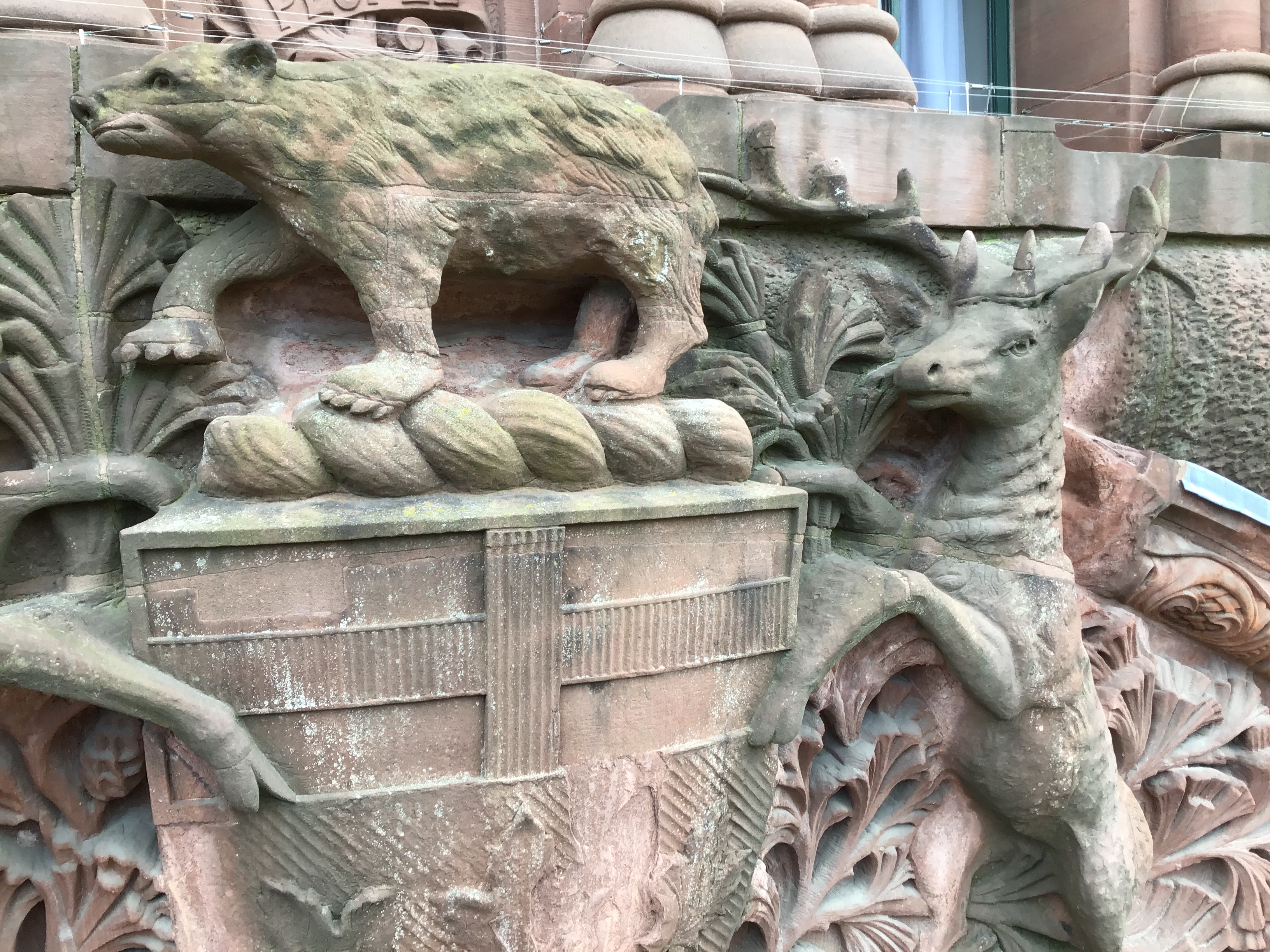 Queen's Park Coat of Arms carved sandstone